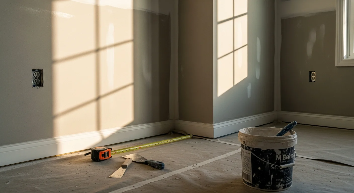 Drywall finishing and interior painting work in residential construction