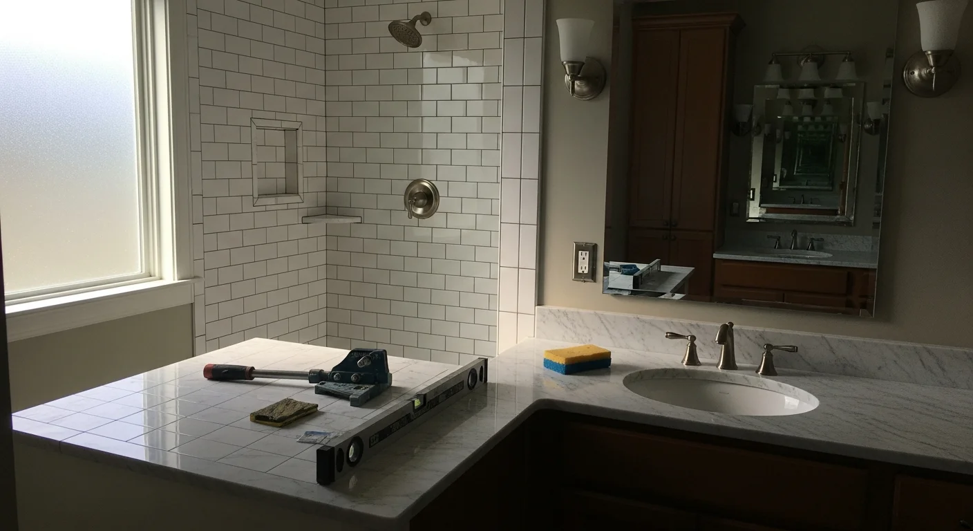 Modern kitchen remodel with custom cabinets and countertops in Jackson Tennessee